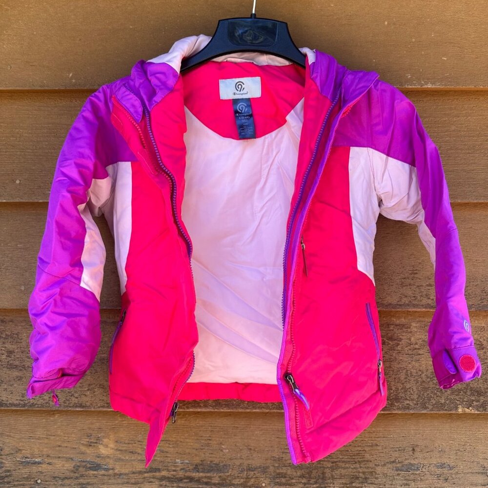 Champion Girls Hooded Insulated Jacket S (6-6X) Pink & Purple Polyester Shell Li - Picture 4 of 9